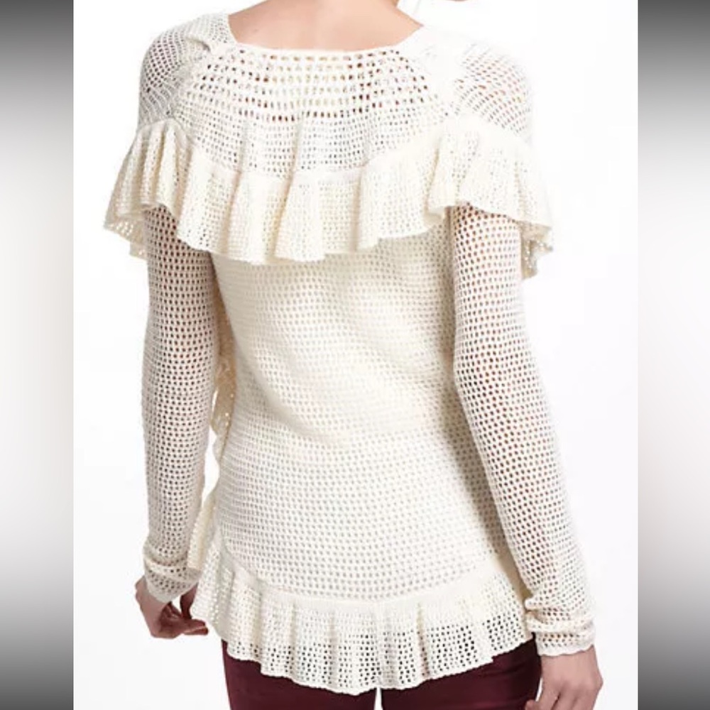 Anthropologie Angel Of The North Crochet Sweater EUC Oversized Size Small - Picture 2 of 7